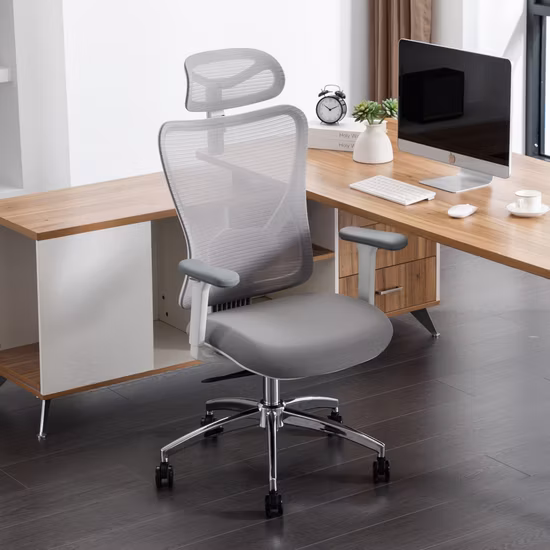 Silla de oficina ejecutiva de malla, cómoda, giratoria, moderna, china, Sihoo M57, Espalda alta, ergonómica, negra, para ordenador, PU, ​​reposabrazos ajustable
