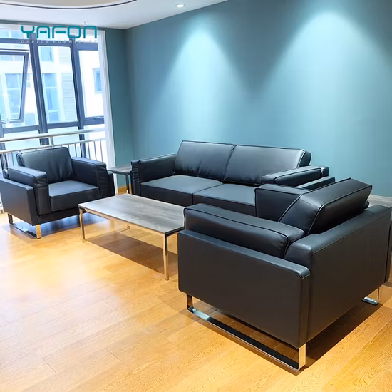 Sofá negro moderno de alta calidad de los muebles de oficinas del sistema del sofá de la oficina del cuero sintético