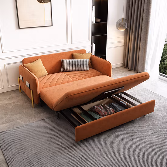 Sofá cama plegable de tela para sala de estar, diván con función multiplicada