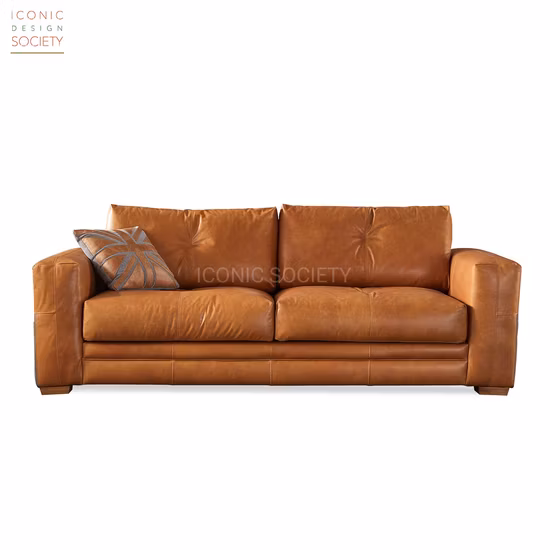 Nuevo Conjunto de muebles para sala de estar, sofá de cuero de grano auténtico de madera negra para el hogar